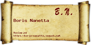 Boris Nanetta névjegykártya